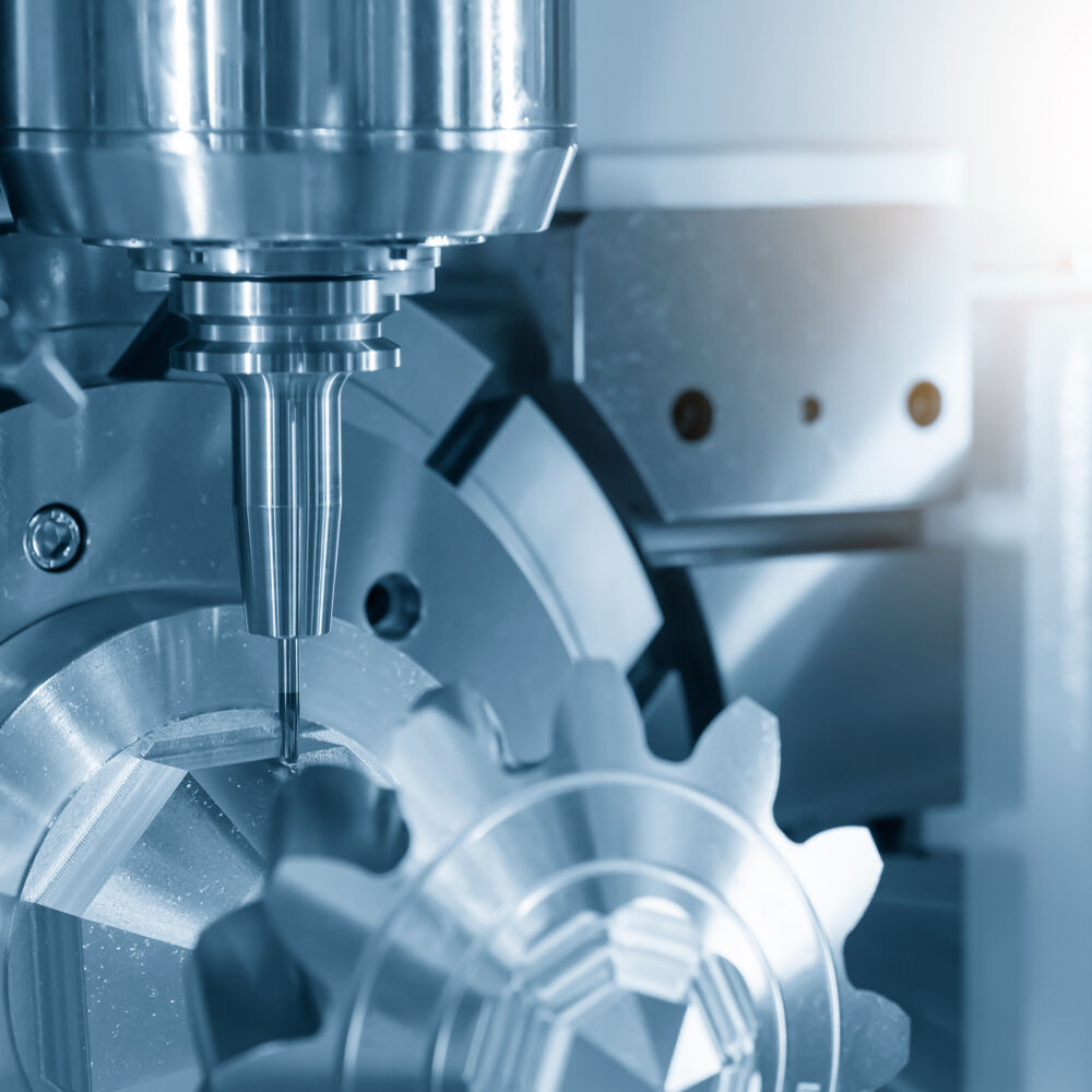 The,Hi-precision,5-axis,Machining,Center,Cutting,The,Metal,Gear,Parts.