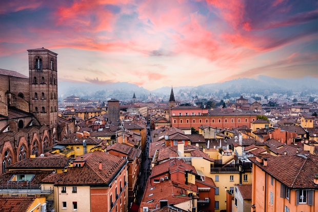 Bologna.,Medieval,City,In,Emilia,Romagna,In,Italy,Europe.,Art